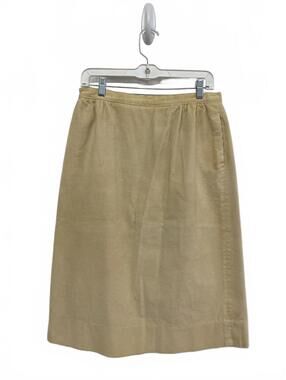 80s Vintage Light Yellow Midweight Corduroy Midi Skirt Side Zipper Size 16